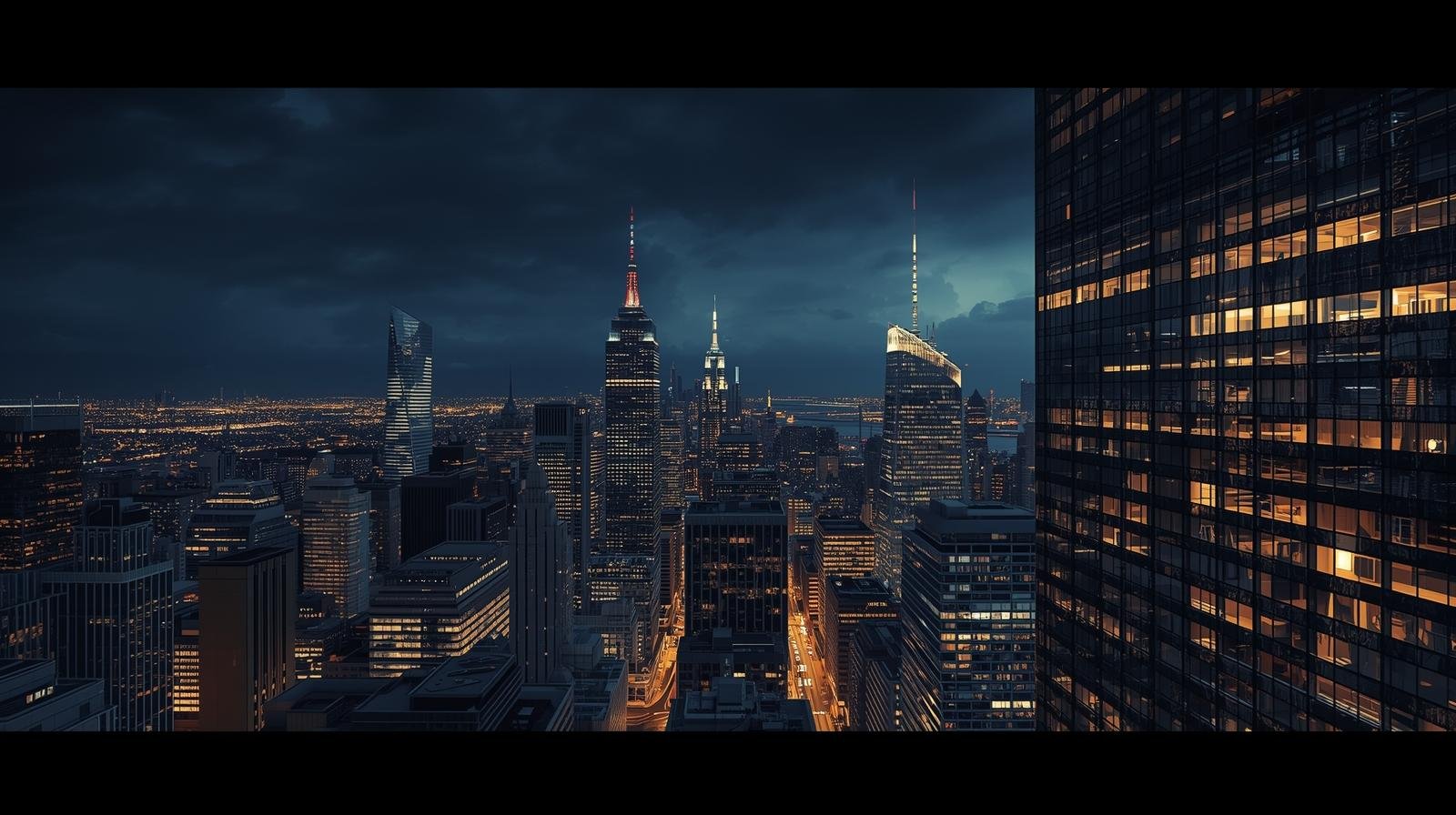 City skyline at night